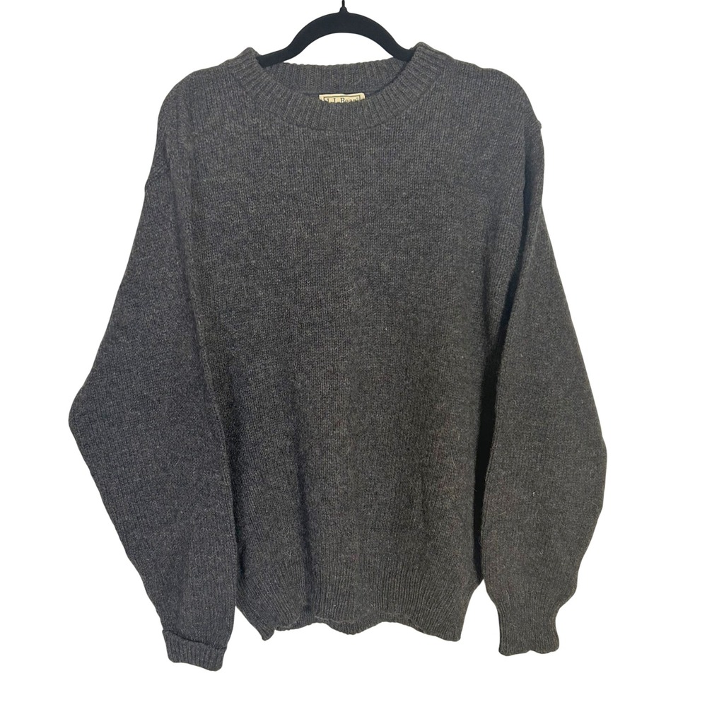 Vintage L.L.Bean Maine Wool Blend Men's Large Gray crew neck Sweater Made in USA